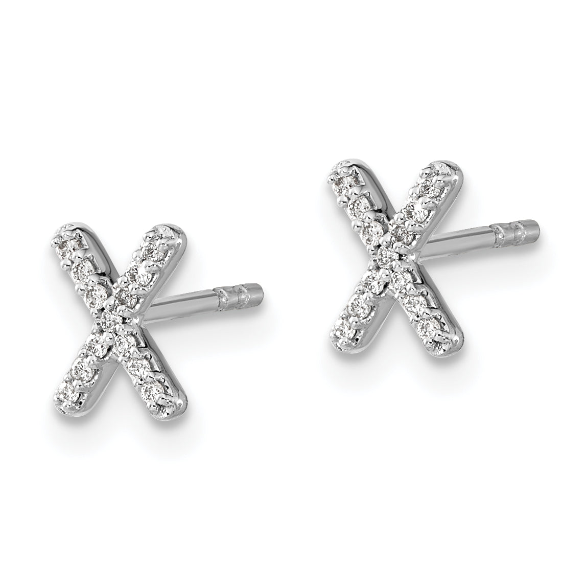 14K White Gold Lab Grown VS/SI+ G+ Dia Letter X Initial Post Earrings