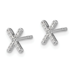 14K White Gold Lab Grown VS/SI+ G+ Dia Letter X Initial Post Earrings