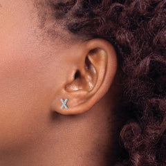 14K White Gold Lab Grown VS/SI+ G+ Dia Letter X Initial Post Earrings