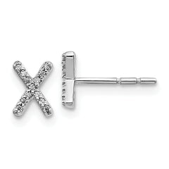 14K White Gold Lab Grown VS/SI+ G+ Dia Letter X Initial Post Earrings