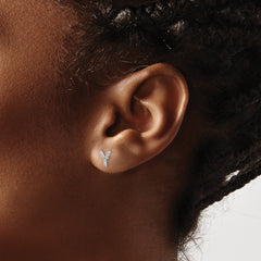 14K White Gold Lab Grown VS/SI+ G+ Dia Letter Y Initial Post Earrings