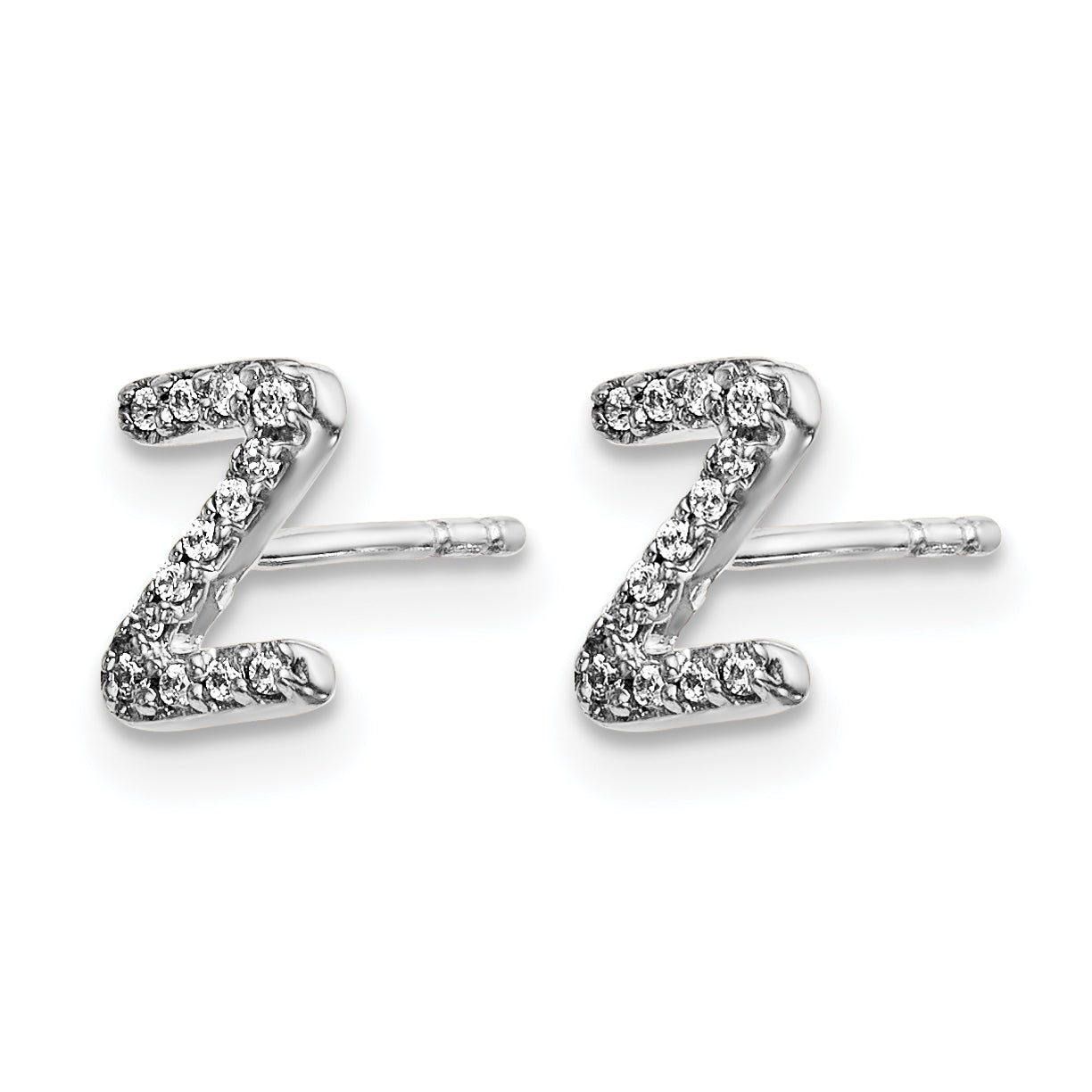 14K White Gold Lab Grown VS/SI+ G+ Dia Letter Z Initial Post Earrings