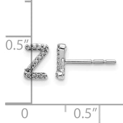 14K White Gold Lab Grown VS/SI+ G+ Dia Letter Z Initial Post Earrings