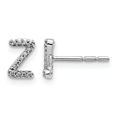 14K White Gold Lab Grown VS/SI+ G+ Dia Letter Z Initial Post Earrings