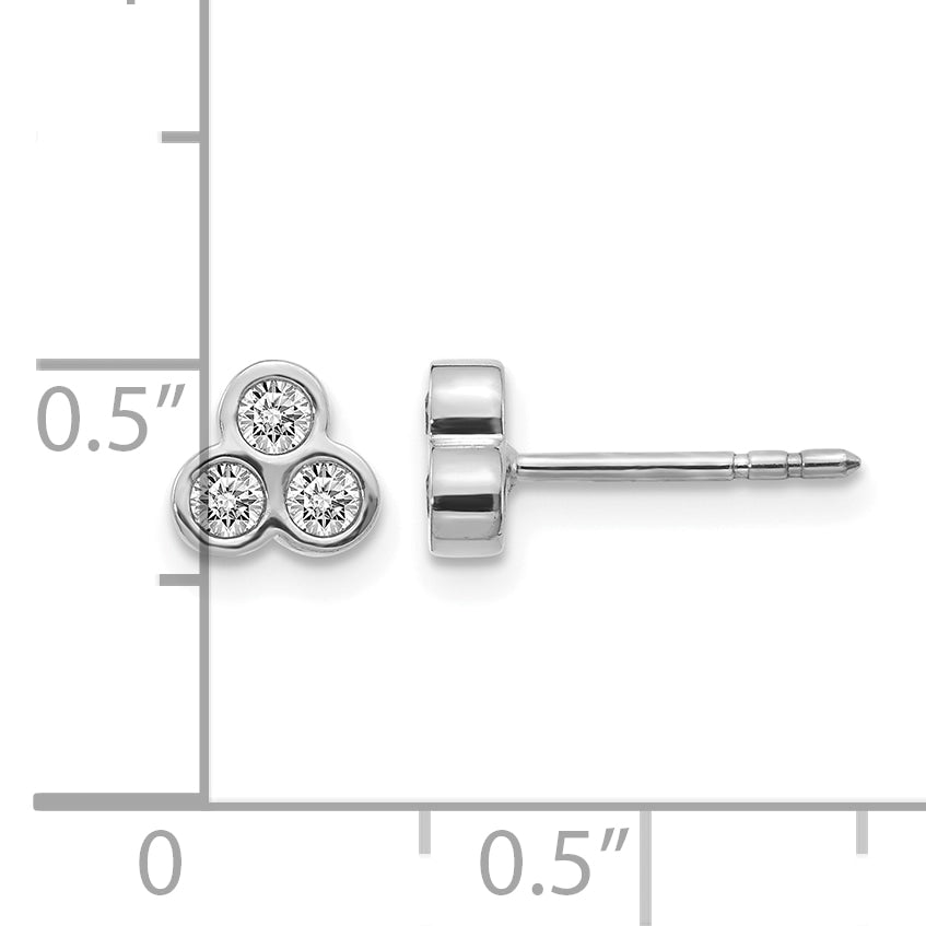 10k White Gold 3-stone Diamond Earrings