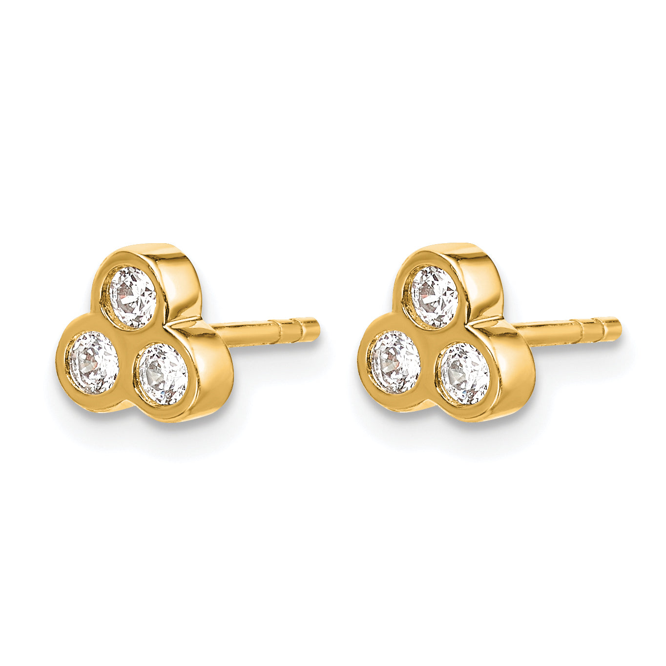 10k 3-stone Diamond Earrings
