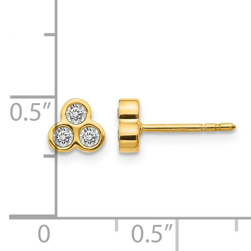 10k 3-stone Diamond Earrings