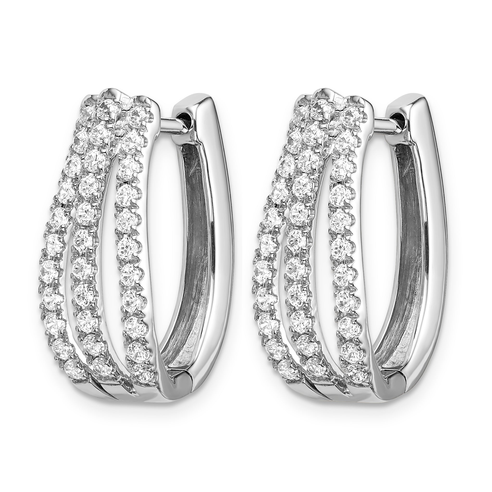 14k White Gold 1 carat Lab Grown Diamond VS/SI+ G+ Complete Hinged Hoop Earrings Secondary image