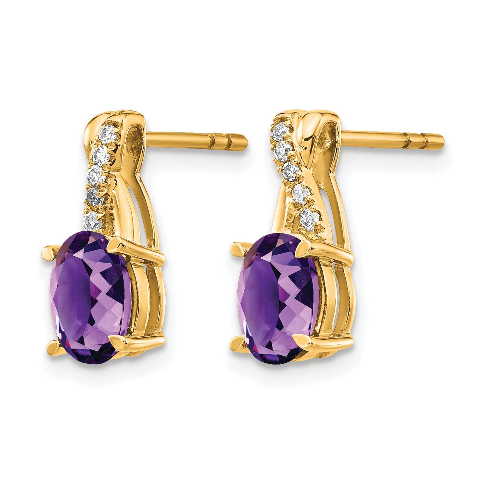 10k Amethyst and Diamond Earrings Secondary image