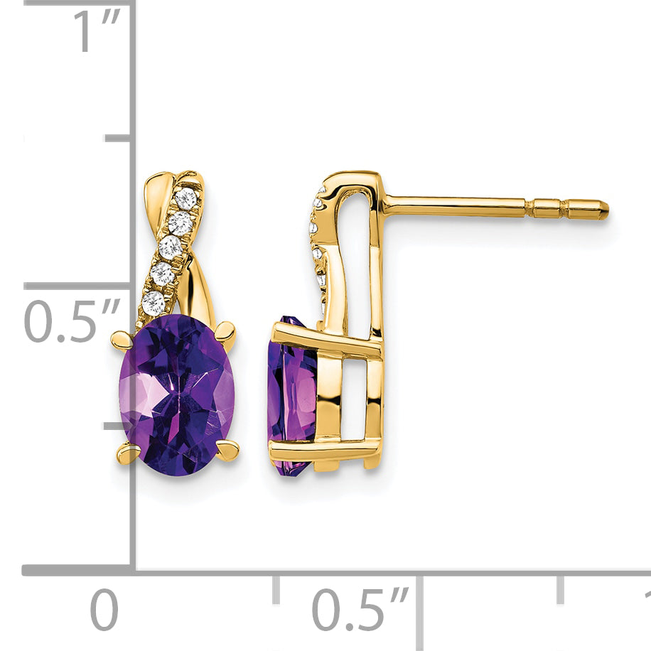 10k Amethyst and Diamond Earrings