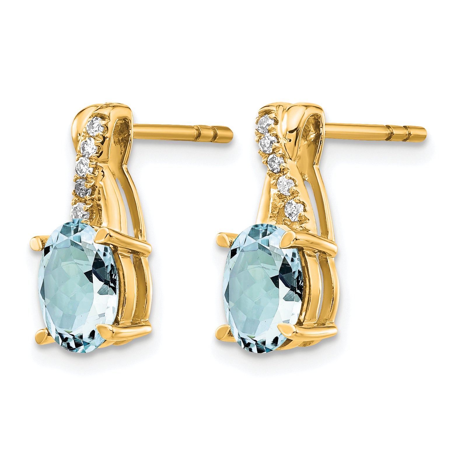 10k Aquamarine and Diamond Earrings Secondary image