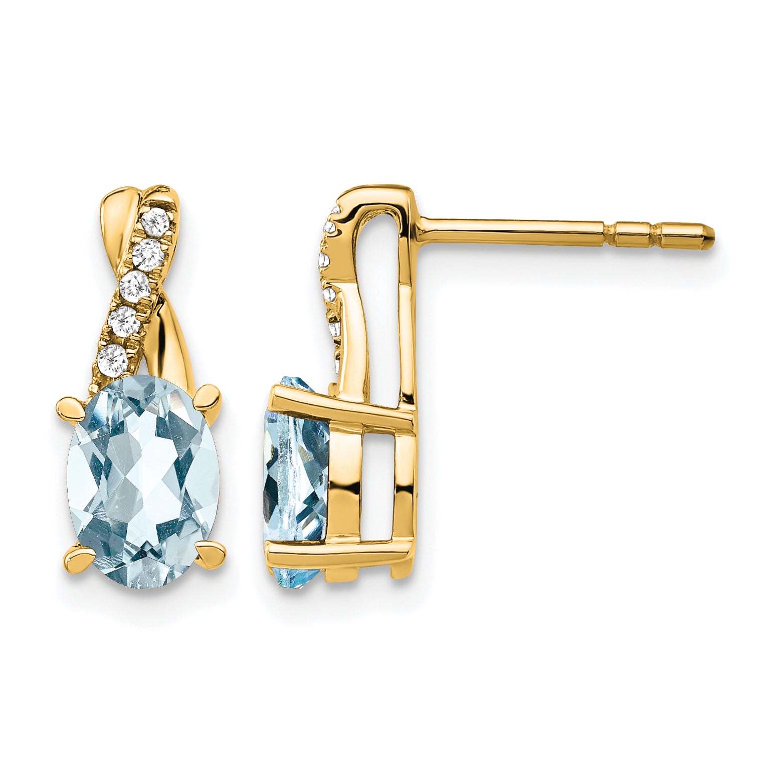 10k Aquamarine and Diamond Earrings Main image