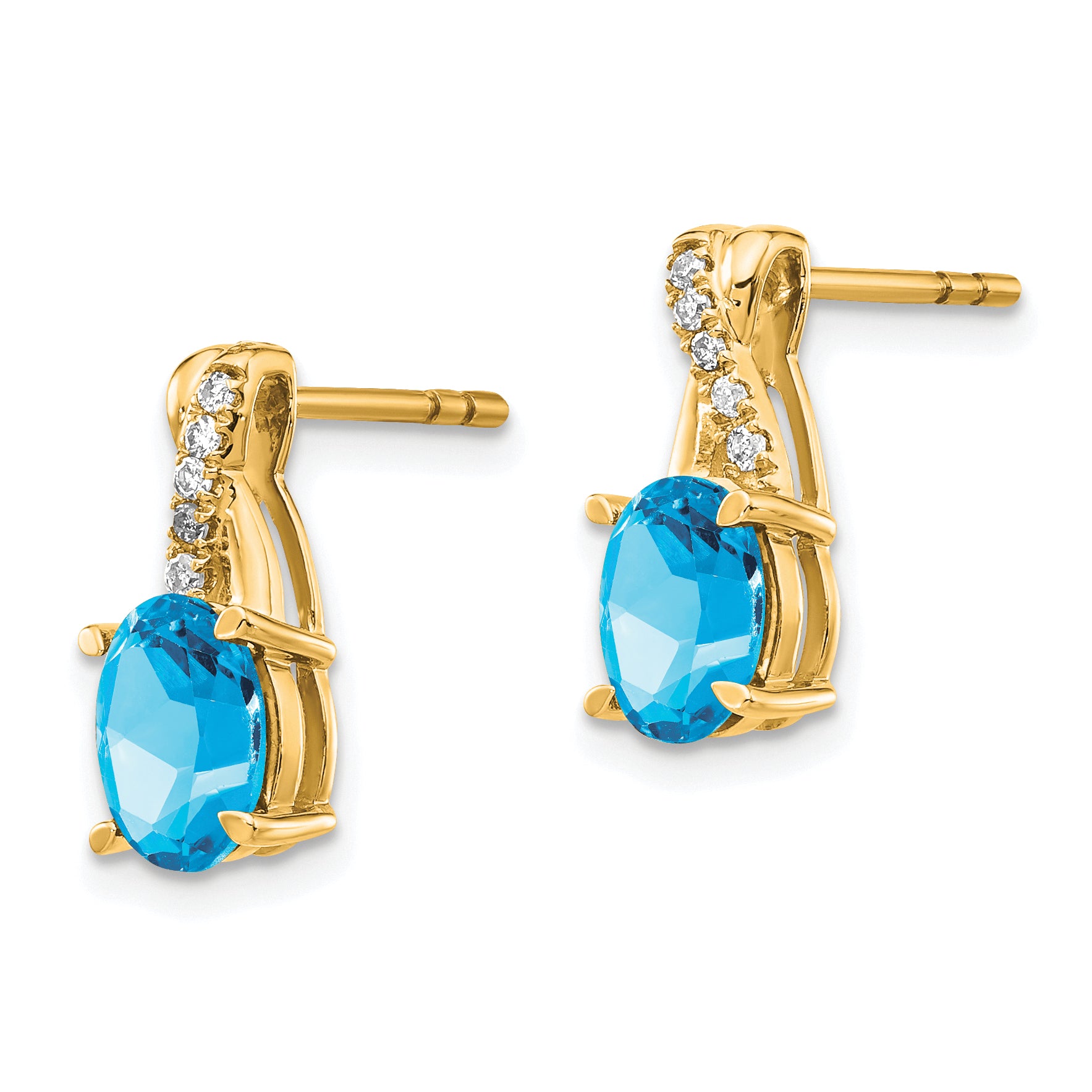 10k Blue Topaz and Diamond Earrings Secondary image
