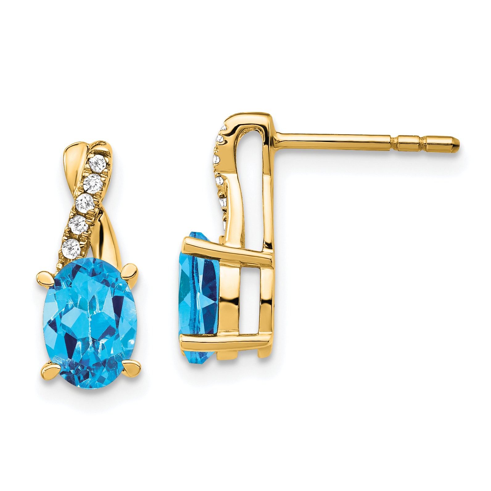 10k Blue Topaz and Diamond Earrings Main image