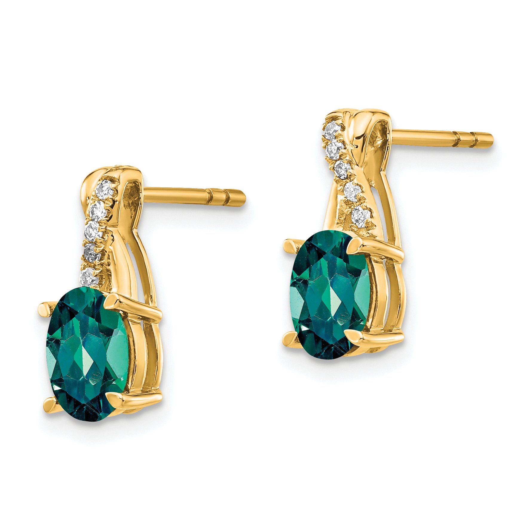 10k Created Alexandrite and Diamond Earrings Secondary image