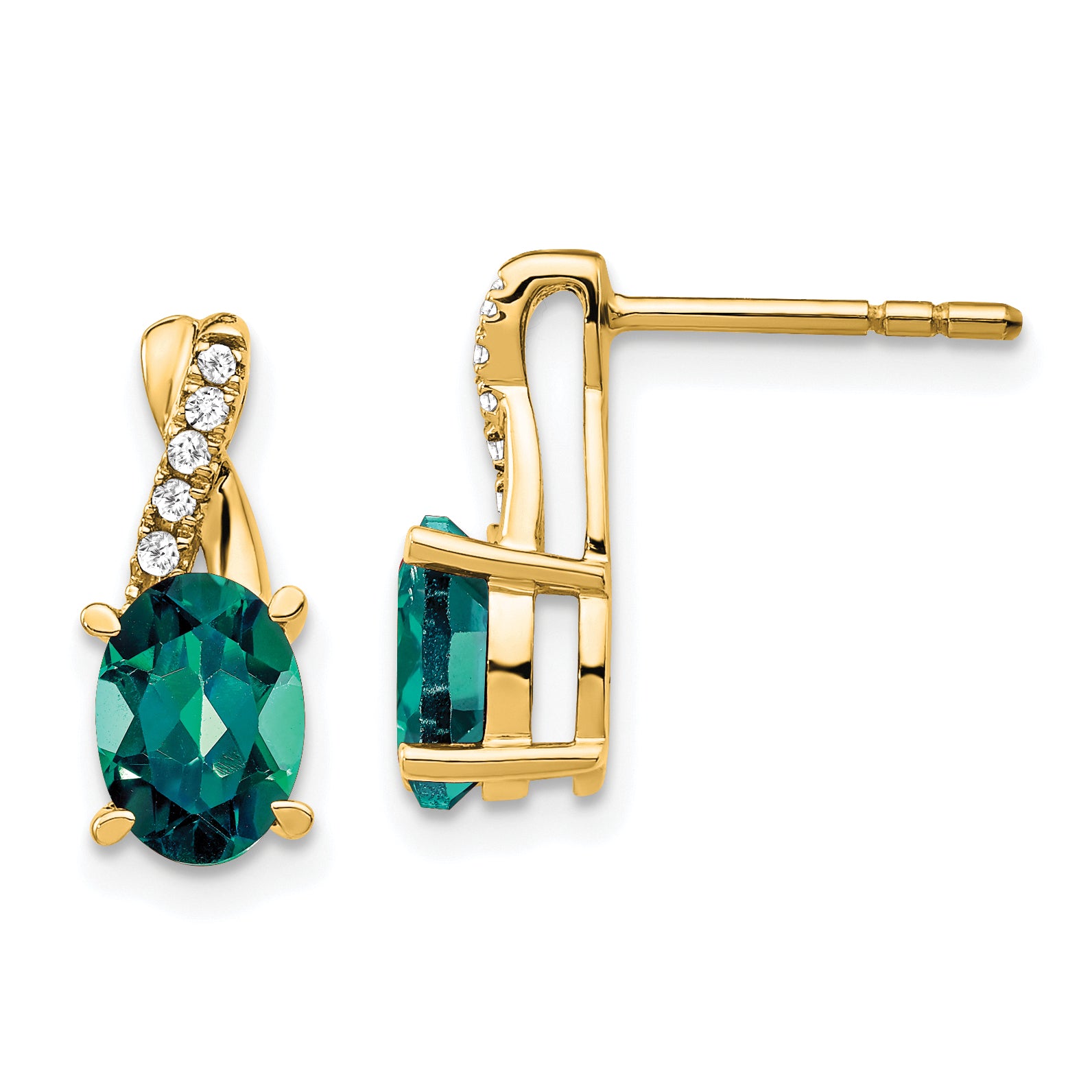 10k Created Alexandrite and Diamond Earrings Main image