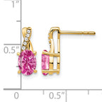 10k Created Pink Sapphire and Diamond Earrings