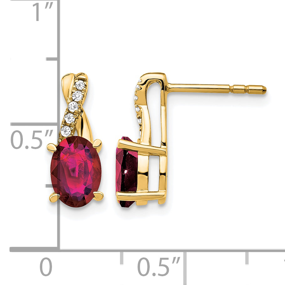 10k Created Ruby and Diamond Earrings