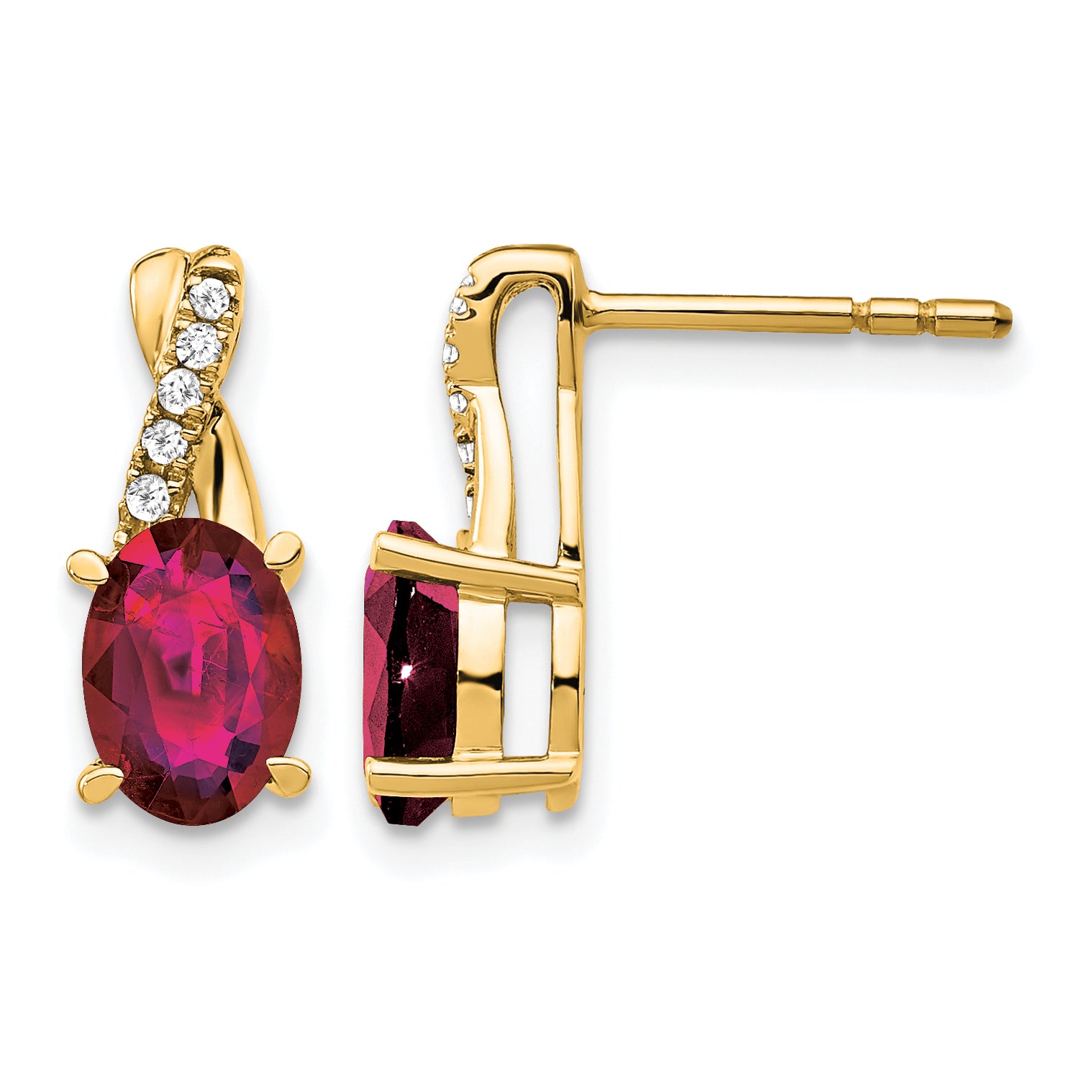 10k Created Ruby and Diamond Earrings Main image