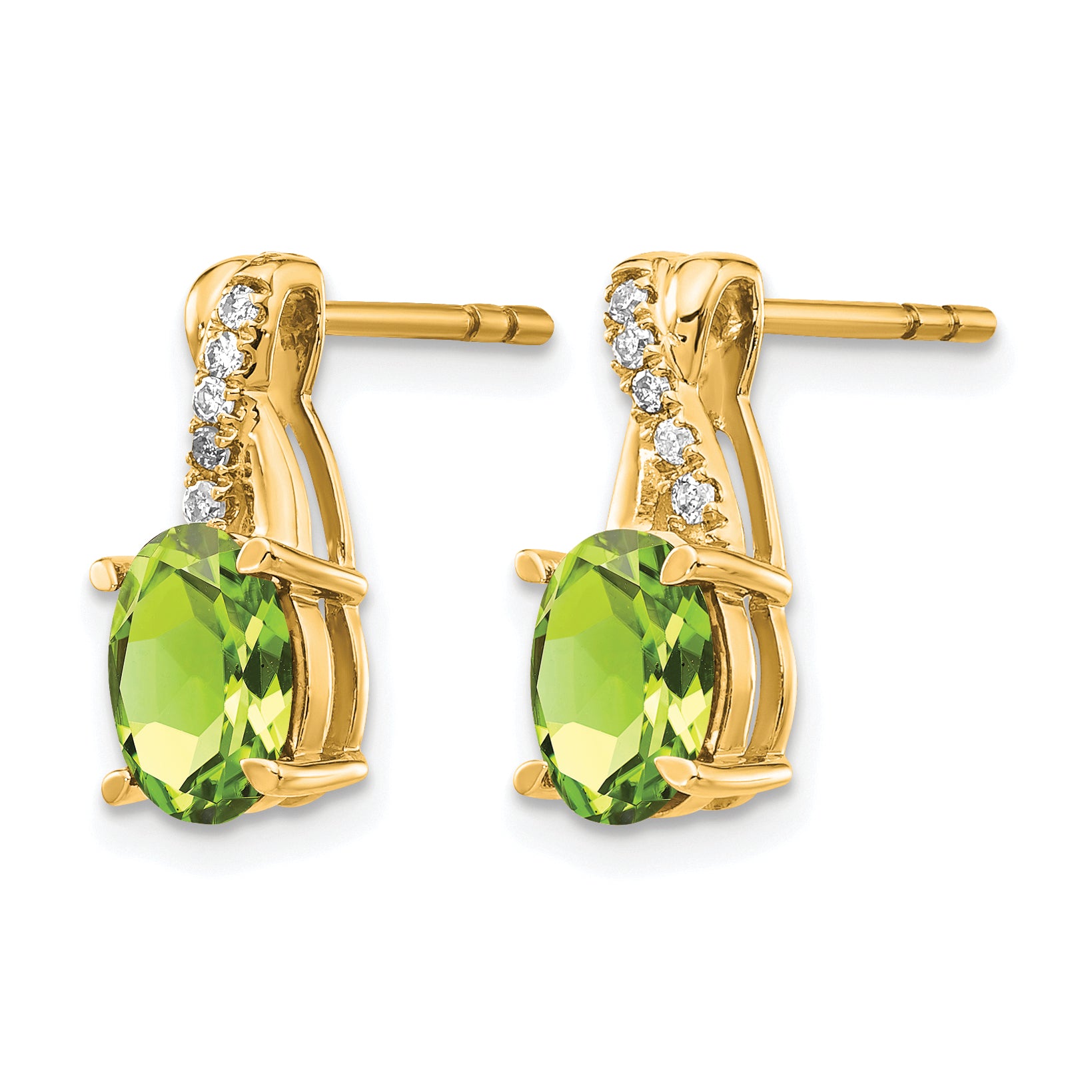 10k Peridot and Diamond Earrings Secondary image