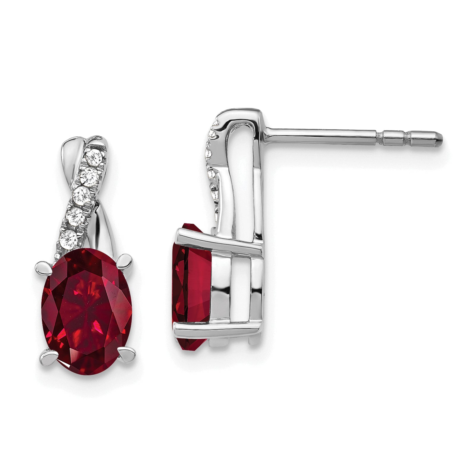 10k White Gold Ruby and Diamond Earrings Main image