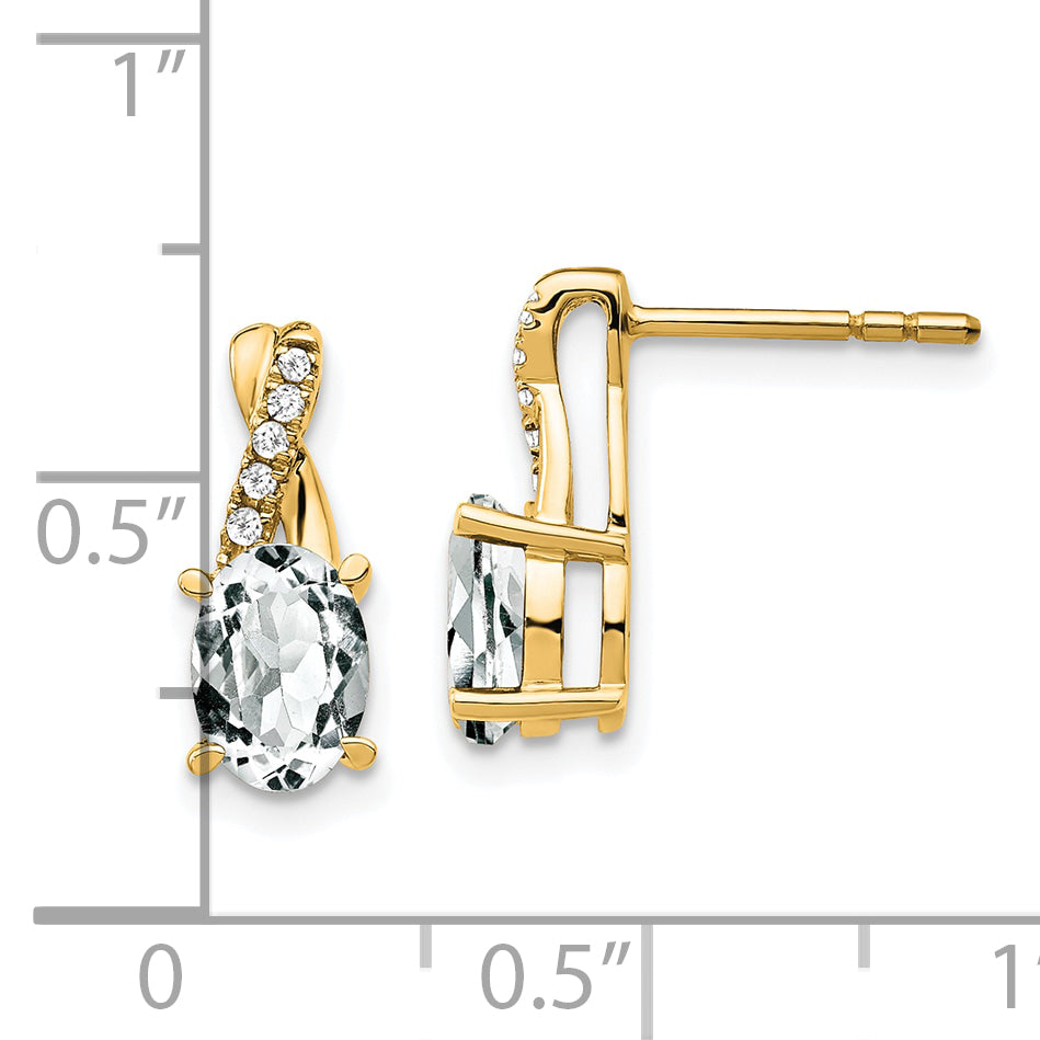 10k White Topaz and Diamond Earrings