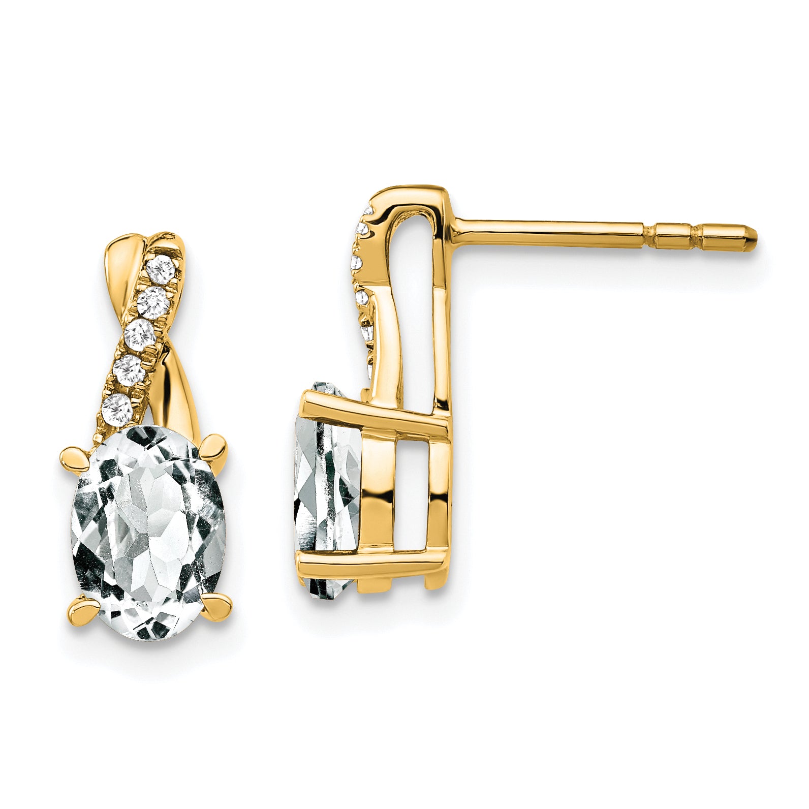 10k White Topaz and Diamond Earrings Main image