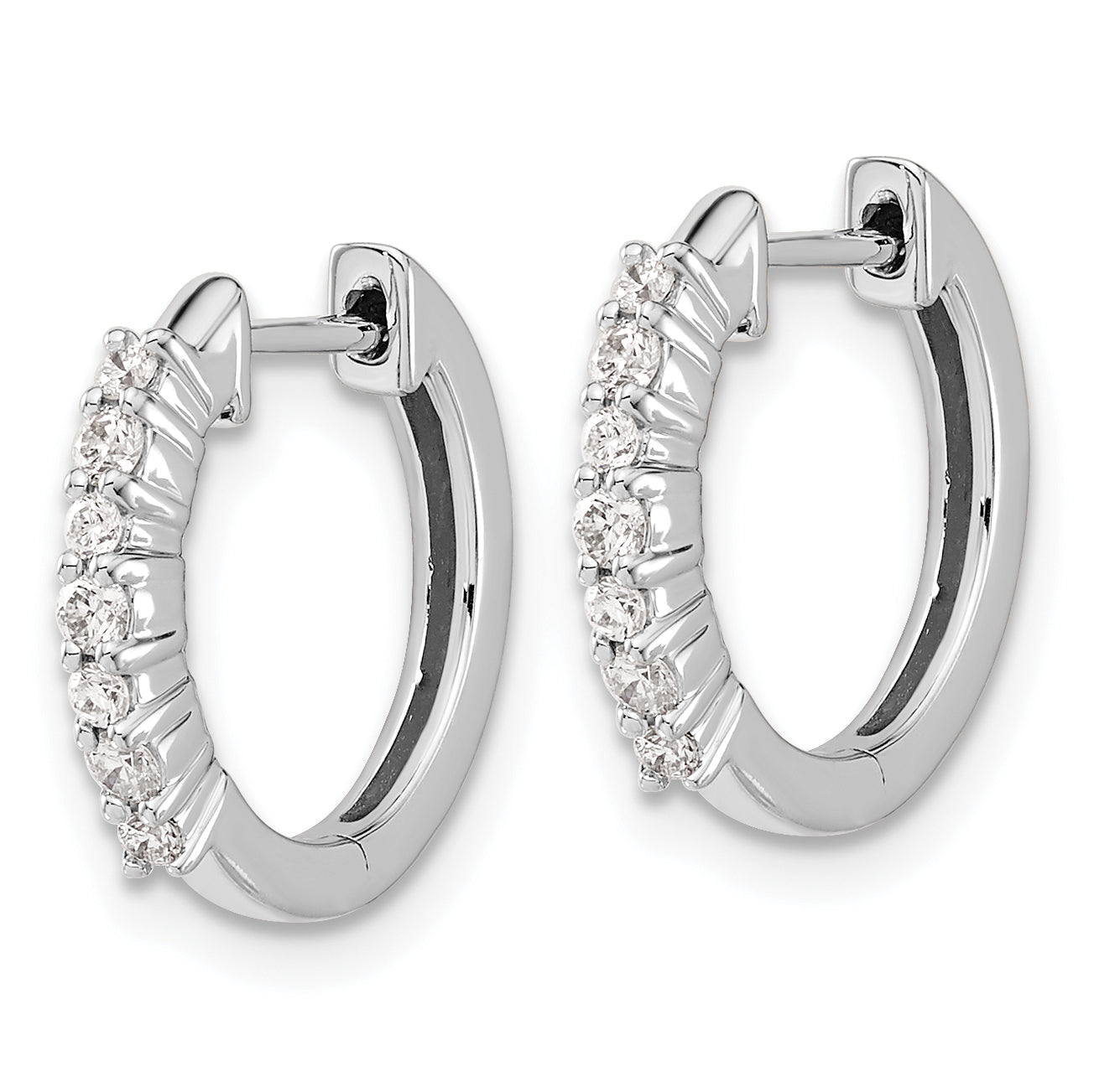 10k White Gold Diamond Hinged Hoop Earrings Secondary image
