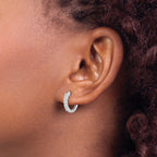 10k White Gold Diamond Hinged Hoop Earrings
