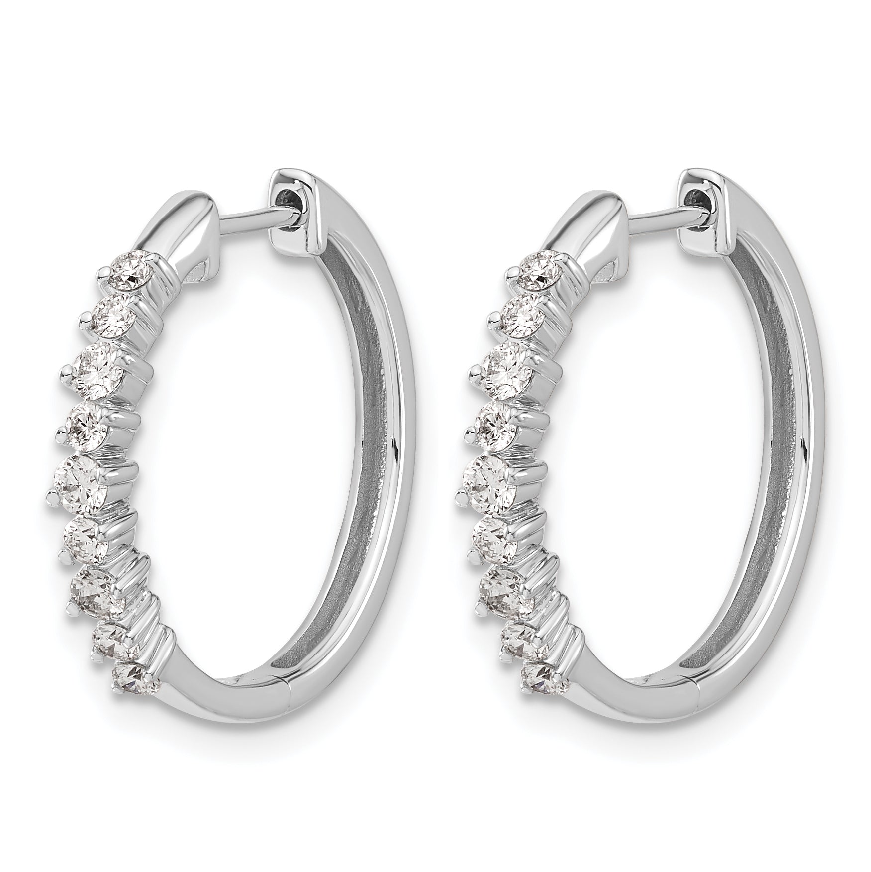 14k White Gold 1/2 carat Lab Grown Diamond VS/SI+ G+ Complete Hinged Hoop Earrings Secondary image