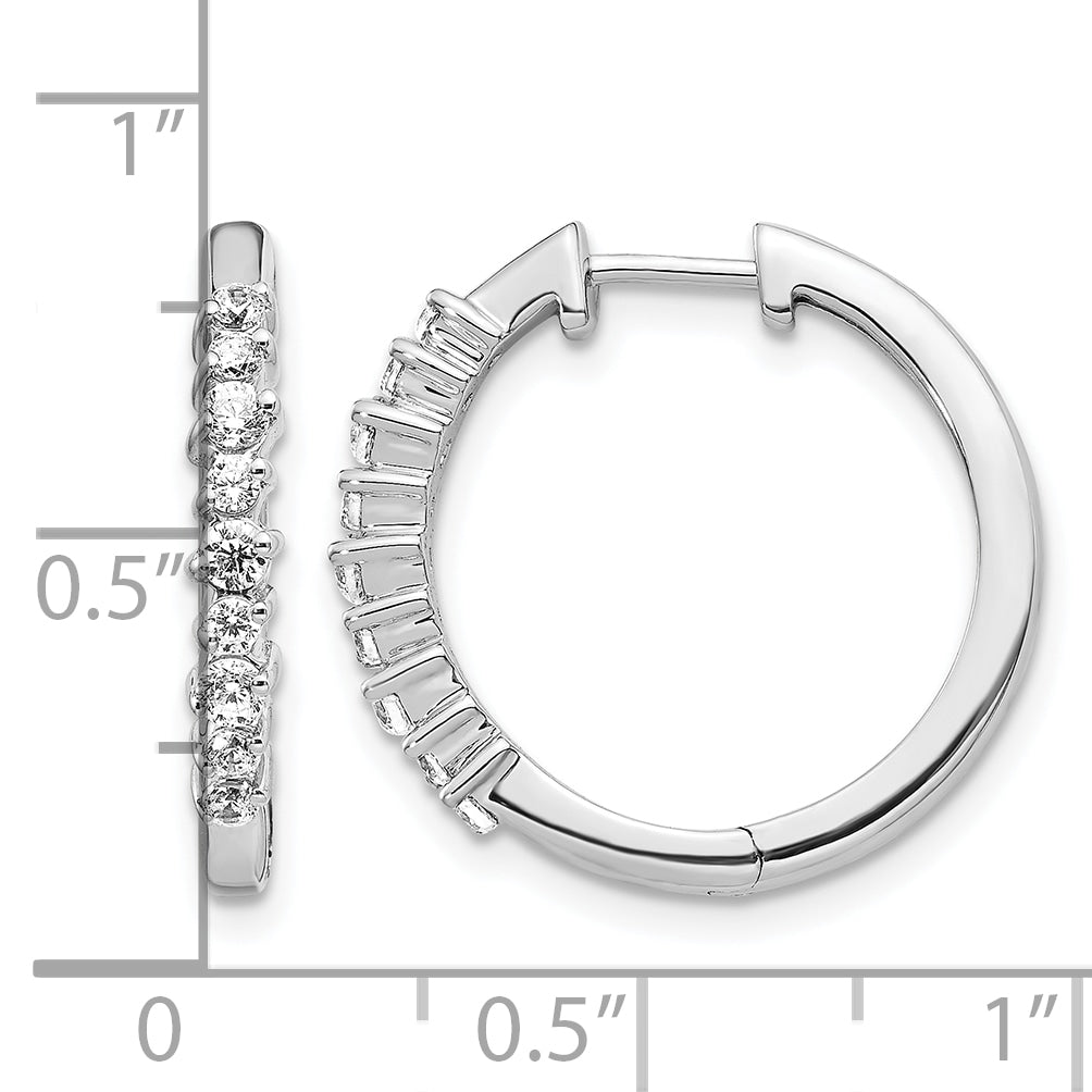 14k White Gold 1/2 carat Lab Grown Diamond VS/SI+ G+ Complete Hinged Hoop Earrings