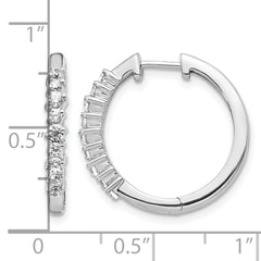 14k White Gold 1/2 carat Lab Grown Diamond VS/SI+ G+ Complete Hinged Hoop Earrings