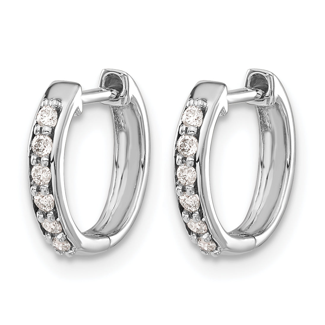 10k White Gold Diamond Hinged Hoop Earrings Secondary image