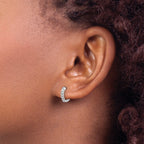 10k White Gold Diamond Hinged Hoop Earrings