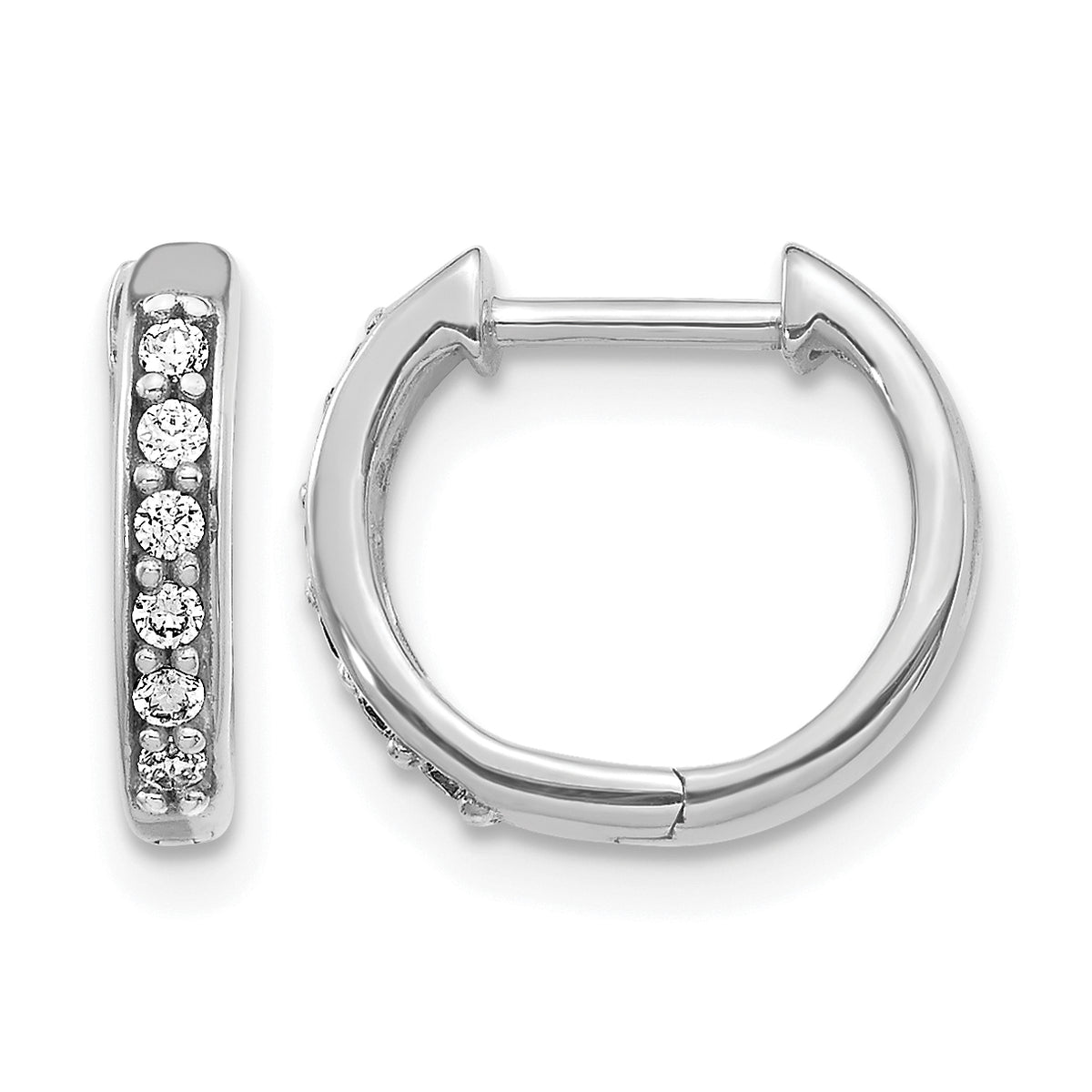 10k White Gold Diamond Hinged Hoop Earrings