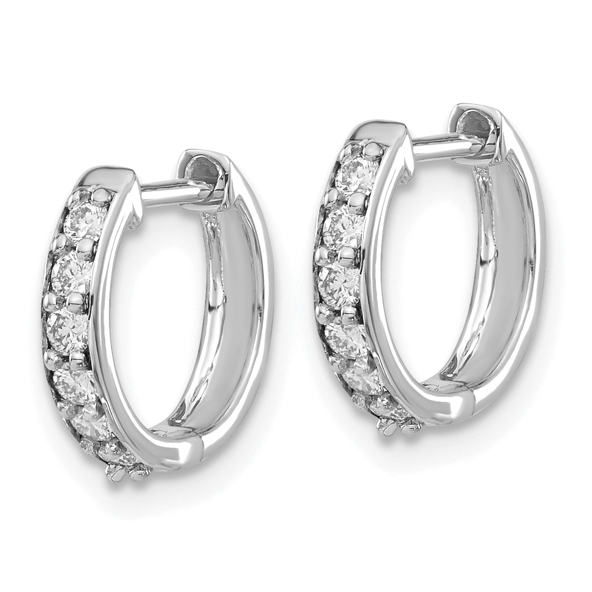 10k White Gold Diamond Hinged Hoop Earrings Secondary image