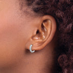 10k White Gold Diamond Hinged Hoop Earrings