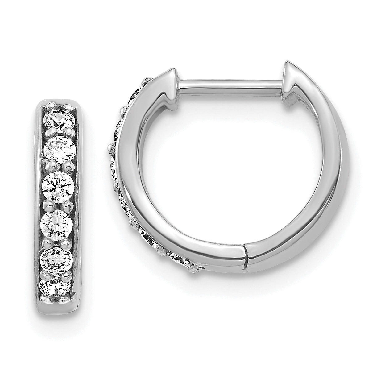 10k White Gold Diamond Hinged Hoop Earrings Main image