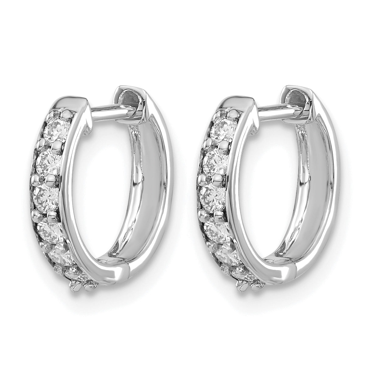 14k White Gold 1/4 carat Lab Grown Diamond VS/SI+ G+ Complete Hinged Hoop Earrings Secondary image