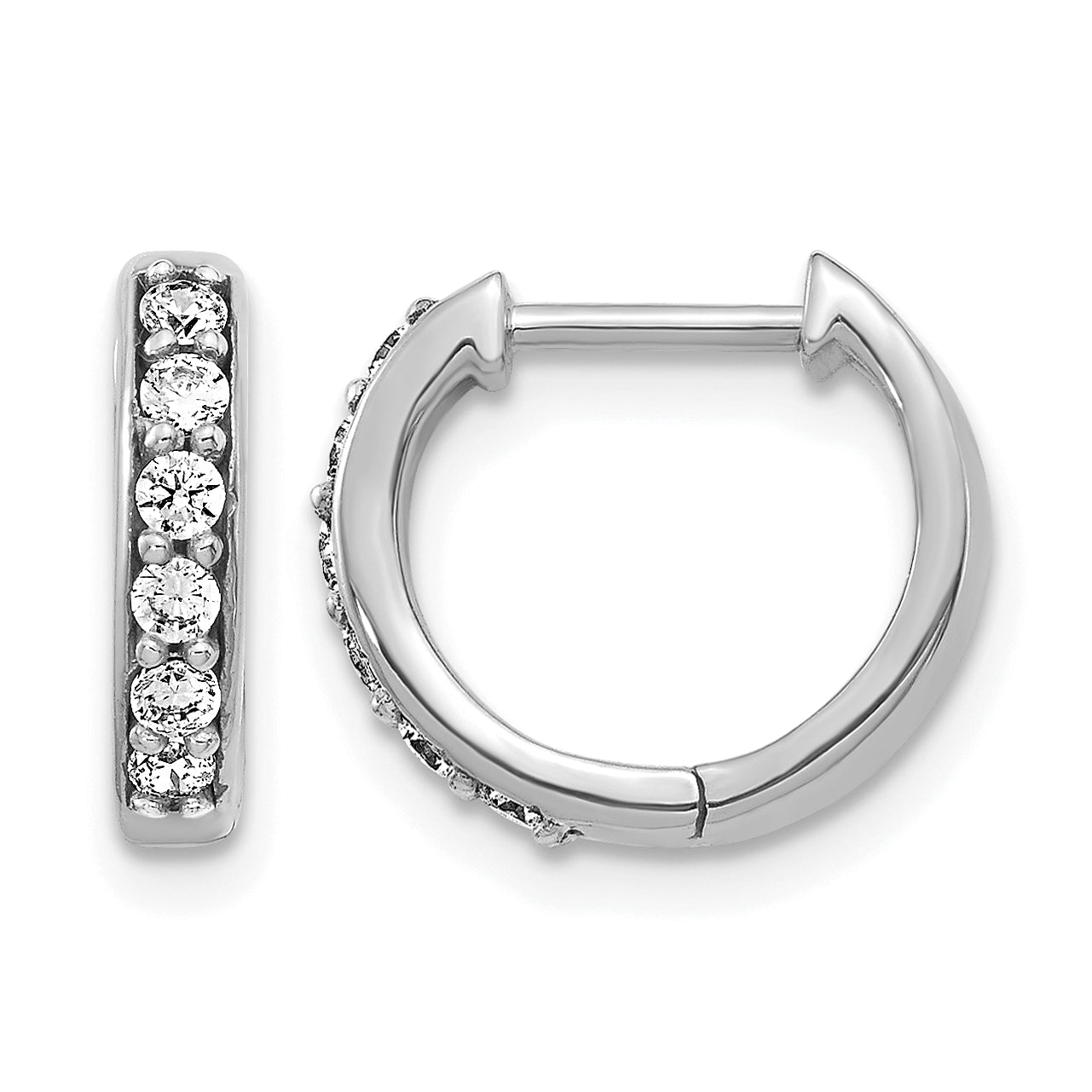 14k White Gold 1/4 carat Lab Grown Diamond VS/SI+ G+ Complete Hinged Hoop Earrings Main image
