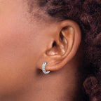 10k White Gold Diamond Hinged Hoop Earrings