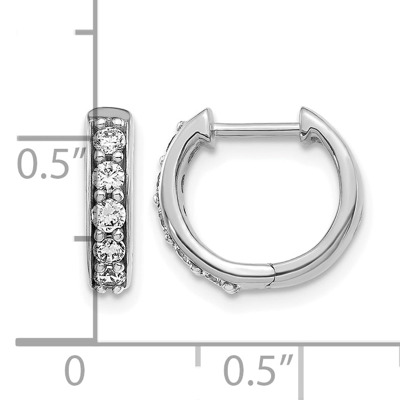 10k White Gold Diamond Hinged Hoop Earrings