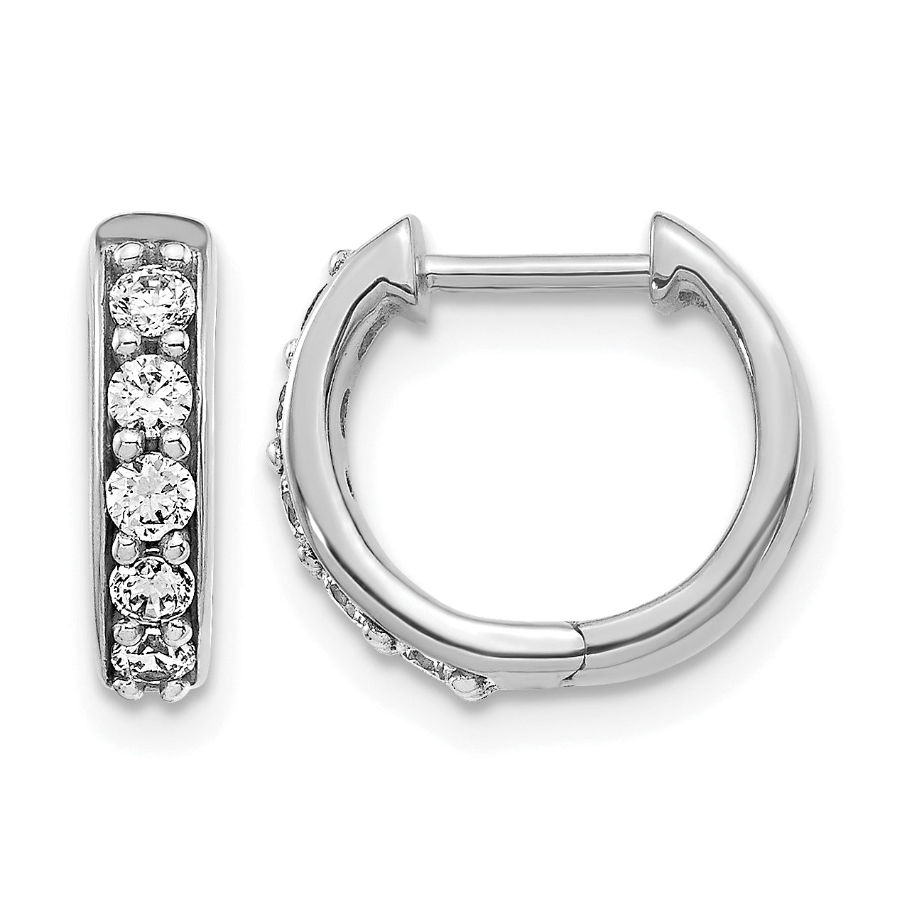 10k White Gold Diamond Hinged Hoop Earrings Main image