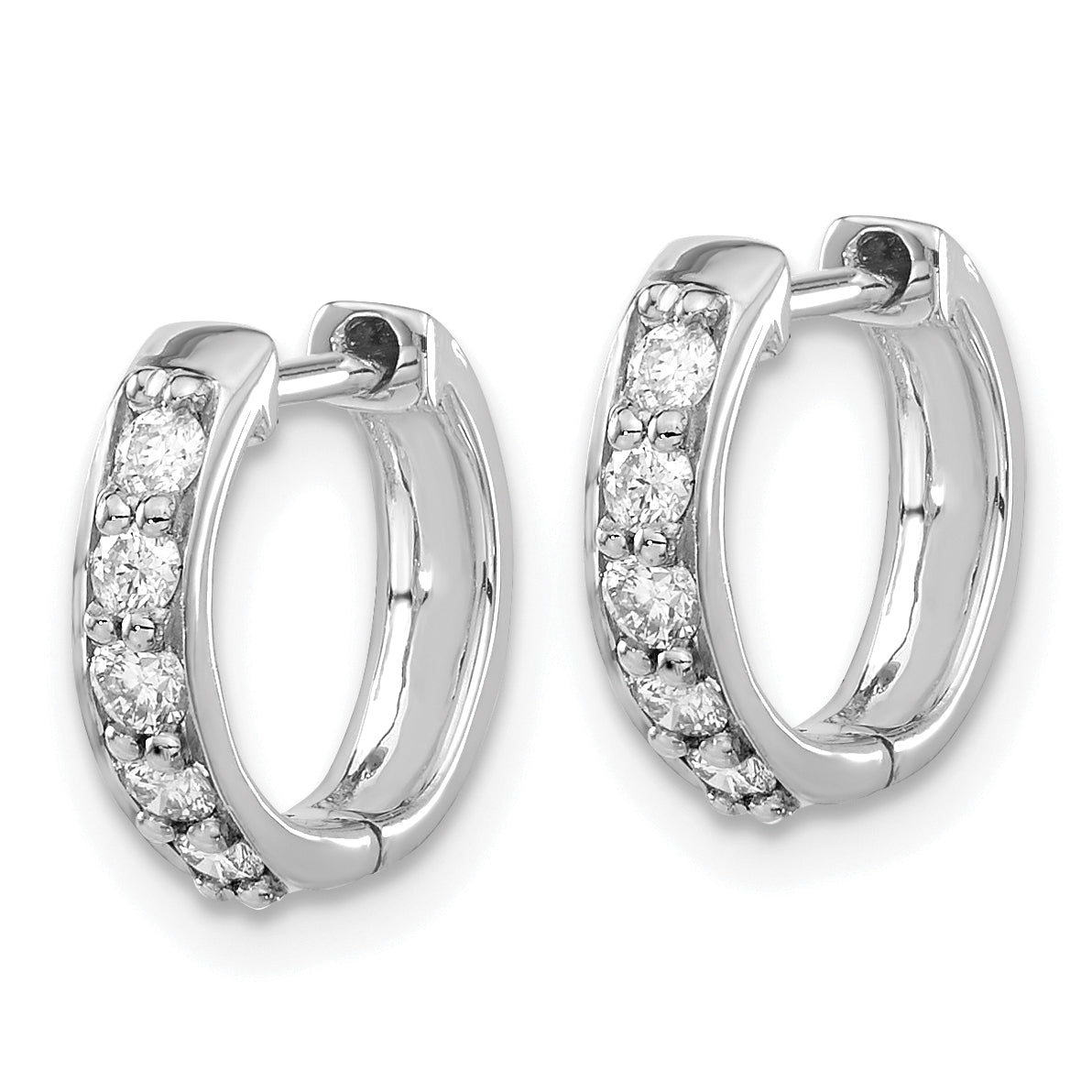 14k White Gold 1/3 carat Lab Grown Diamond VS/SI+ G+ Complete Hinged Hoop Earrings Secondary image