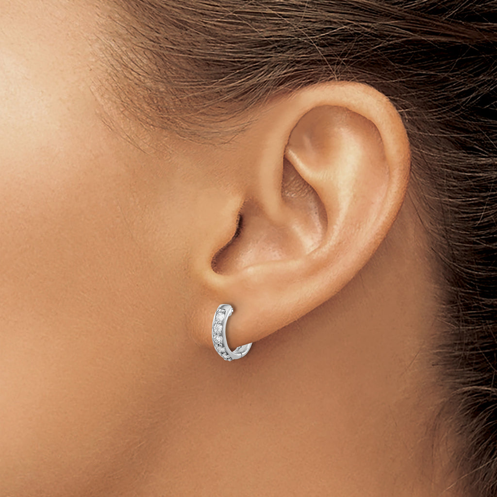 14k White Gold 1/3 carat Lab Grown Diamond VS/SI+ G+ Complete Hinged Hoop Earrings
