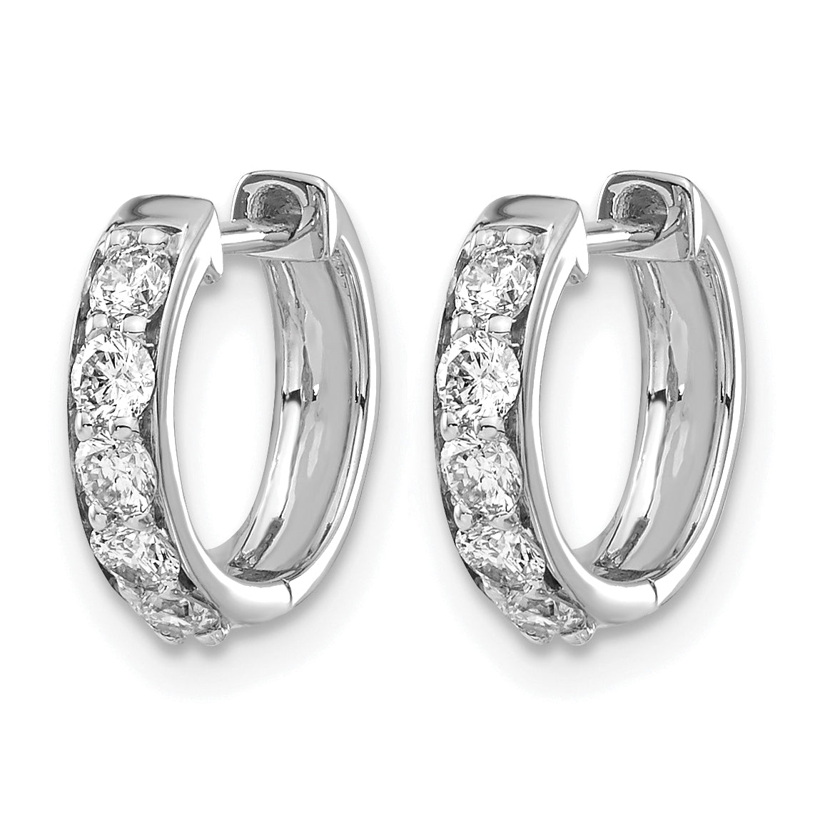 10k White Gold Diamond Hinged Hoop Earrings Secondary image