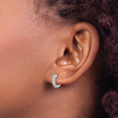 10k White Gold Diamond Hinged Hoop Earrings