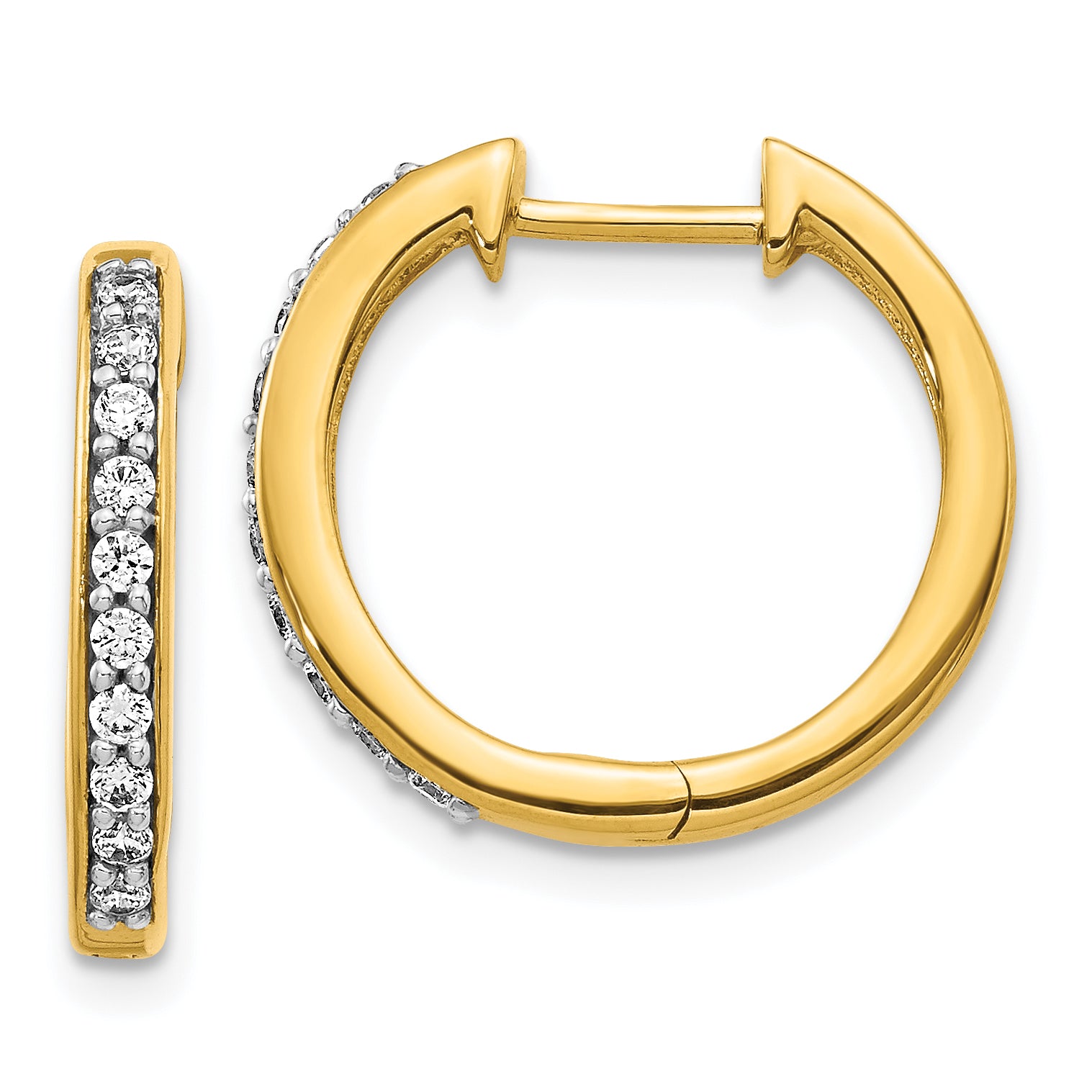 10k Diamond Hinged Hoop Earrings Main image