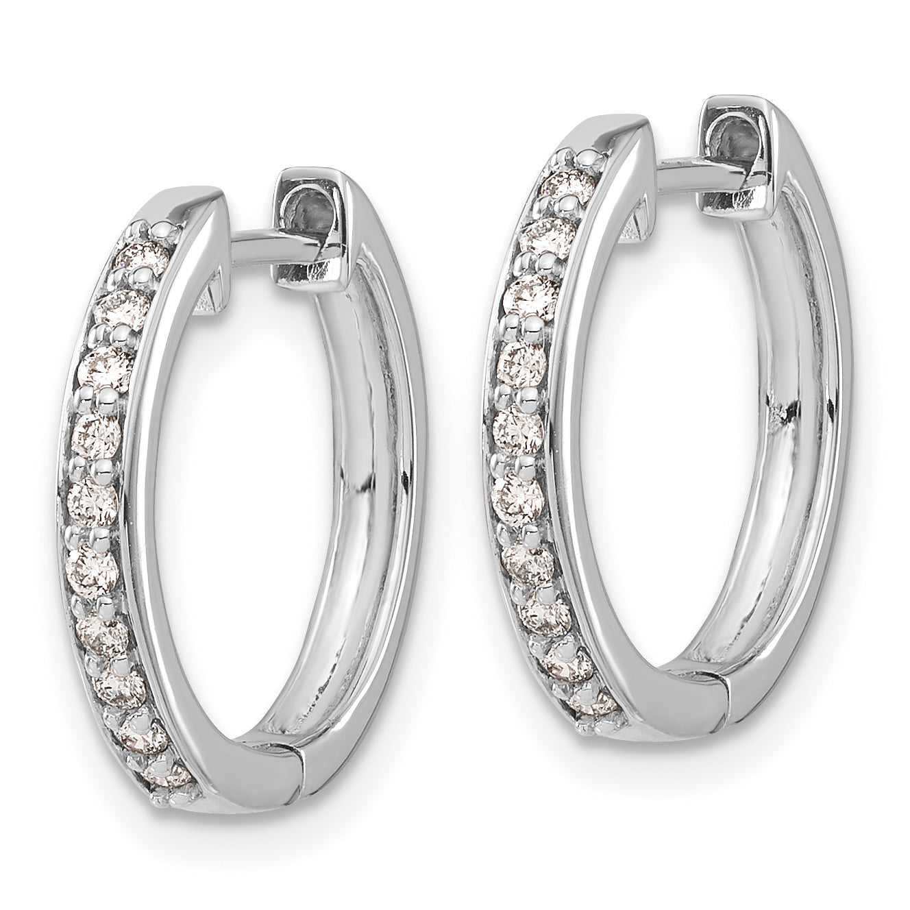 14k White Gold 1/4 carat Lab Grown Diamond VS/SI+ G+ Complete Hinged Hoop Earrings Secondary image