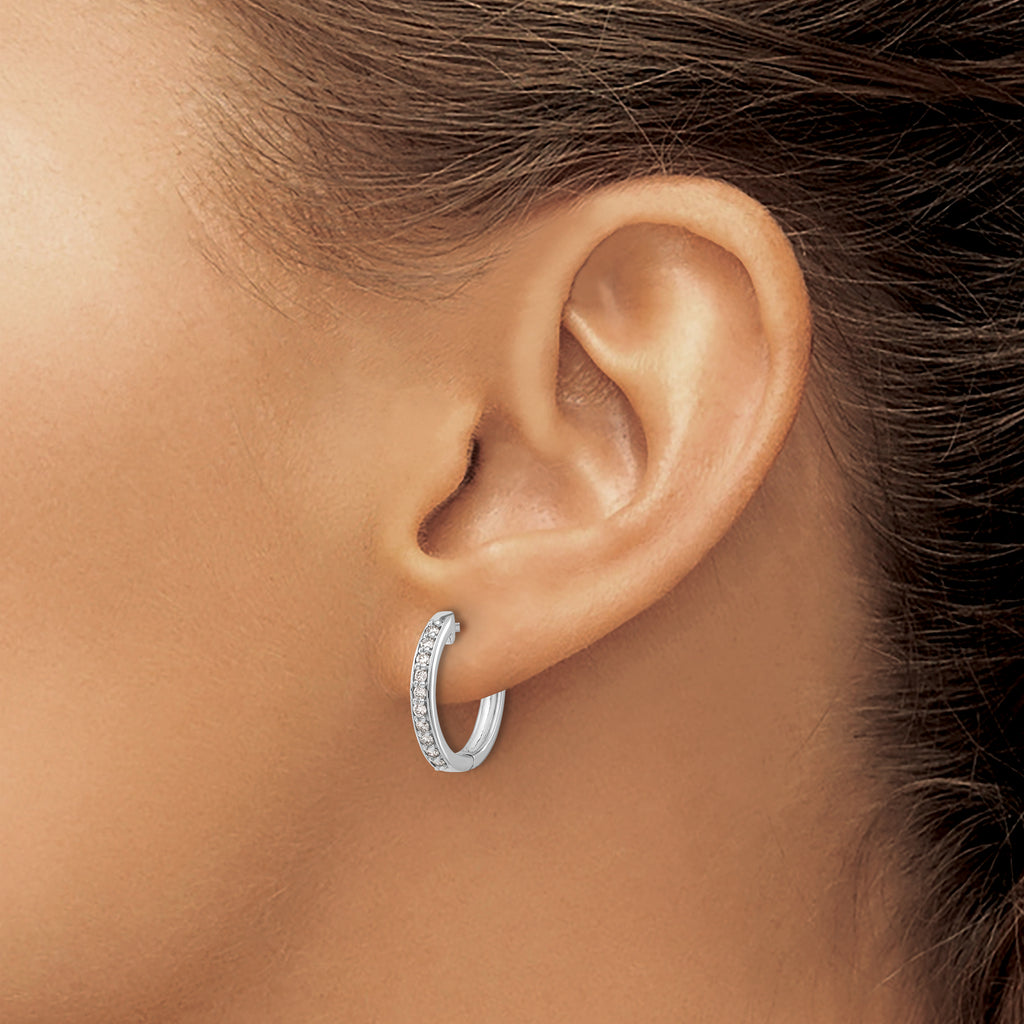 14k White Gold 1/4 carat Lab Grown Diamond VS/SI+ G+ Complete Hinged Hoop Earrings